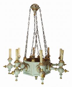 LAMPADARIO IN LEGNO DIPINTO IN STILE NEO-GOTICO SECONDA META' XIX SECOLO 